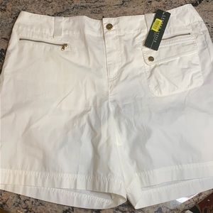 RALPH LAUREN WHITE SHORTS GOLD ZIPPERS